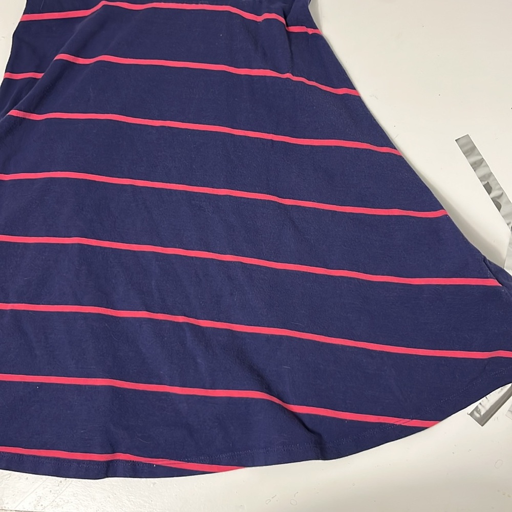 SO Small Navy Blue Red Short Sleeve Twist Back Fit and Flare Dress - Picture 3 of 5